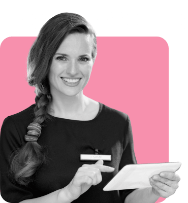 Smiling beautyPro woman with tablet